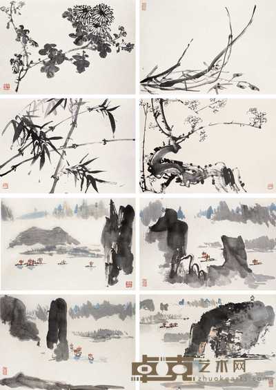 黄独峰 山水花卉 册页（八开） 38×54cm×8